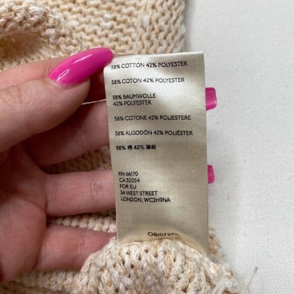 Free People NEW Beige Oversized Soft V-Neck Sweater Top XS - Picture 7 of 9